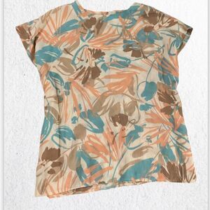 : : VINTAGE 80s Abstract Floral Print Blouse : :